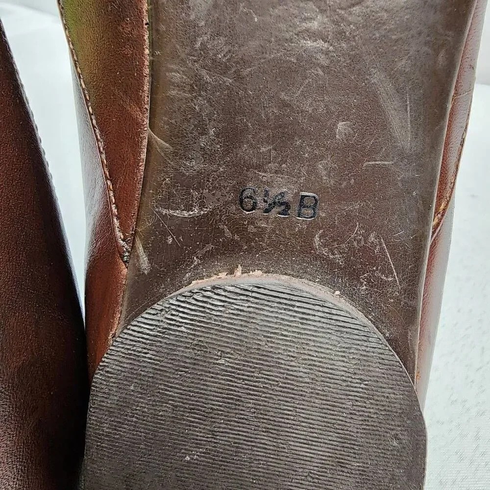 Talbots Ballerina Flats Womens Brown Leather Cap Toe Size 6.5 B Crest Buckle